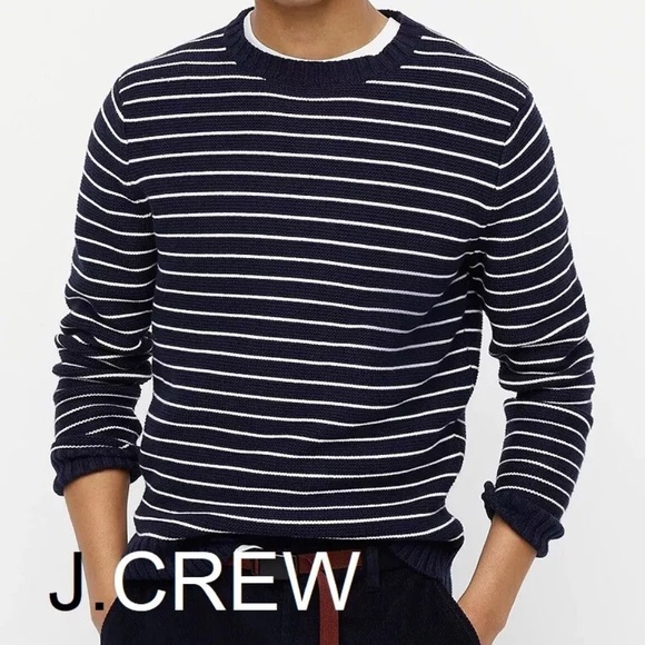 J. Crew Other - J.Crew Organic cotton blue and white striped crewneck sweater - Large